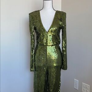 Sequin Green Jumpsuit